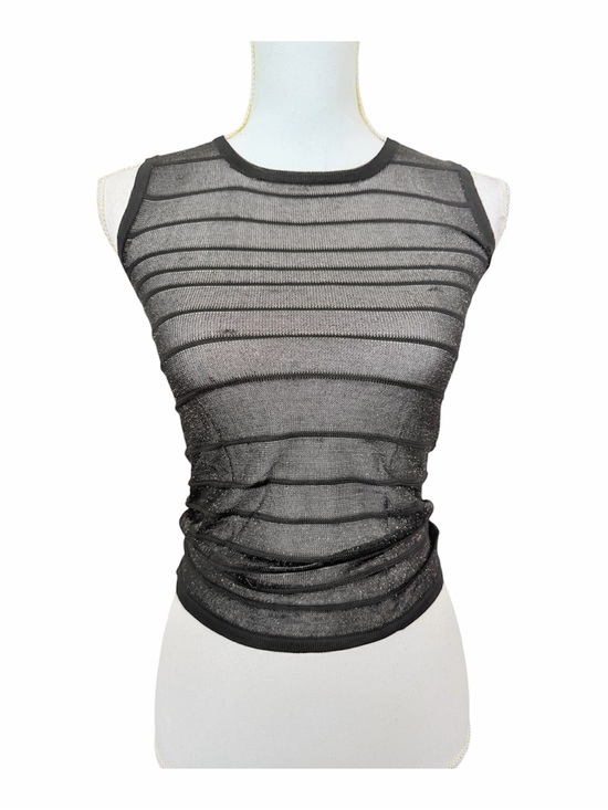 BCBGMaxAzria Tops - BCBG Collection Gold Shimmer Striped Sheer Mesh Sleeveless Top XS